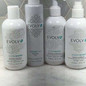 EVOLVh Natural UltraShine Moisture Shampoo,Conditioner,Hairspray & Leave-in Cond